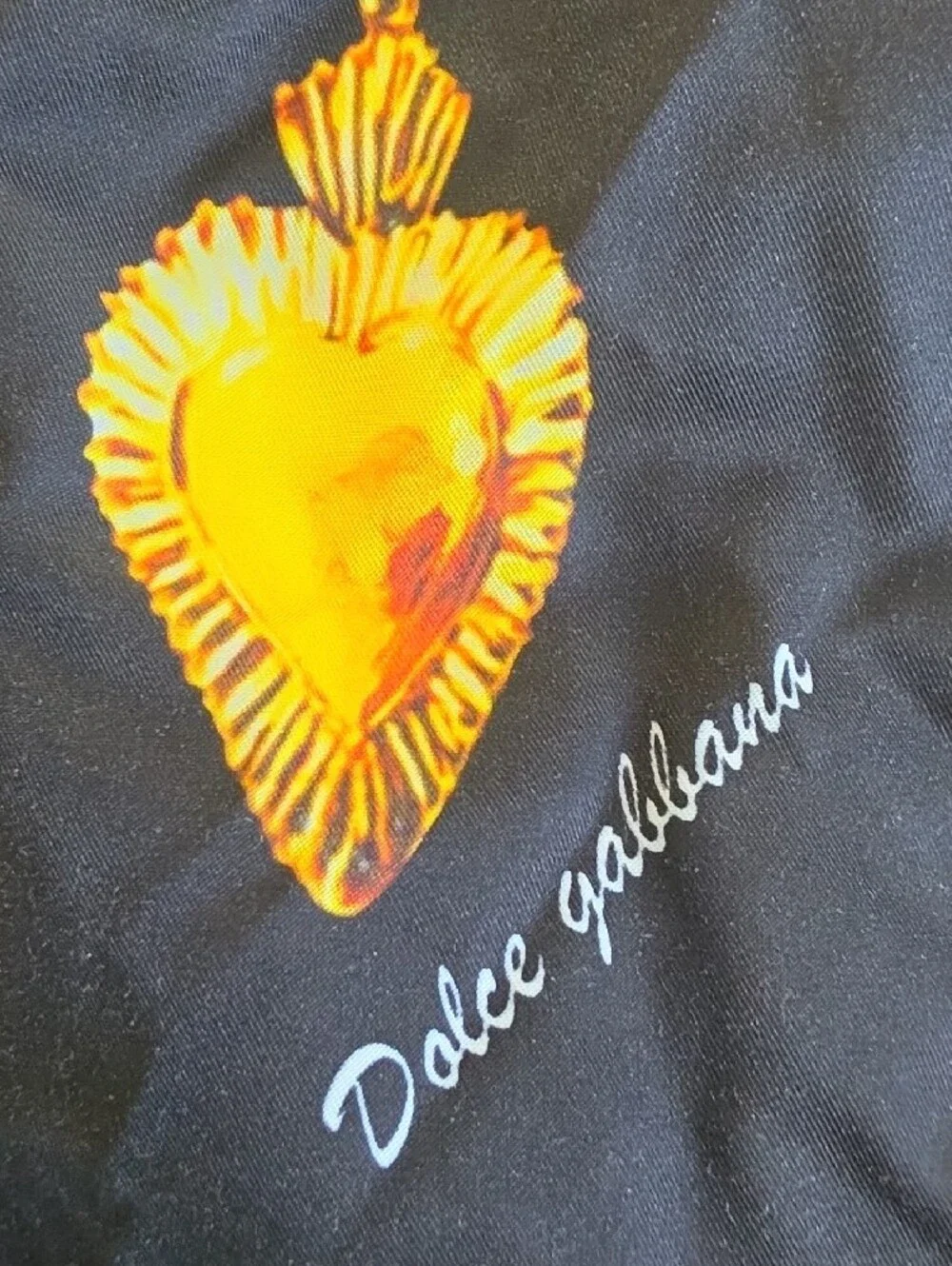 Dolce & Gabbana Men's Swim Trunks Black Sacred Heart Print Size S Made Italy